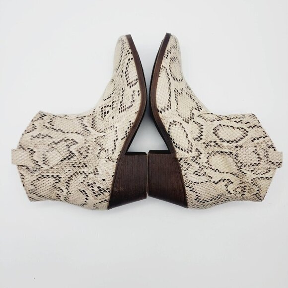 True Craft Ankle Boots Women 9-1/2 M Winnie Western Snakeskin Brown Cream - Picture 7 of 10